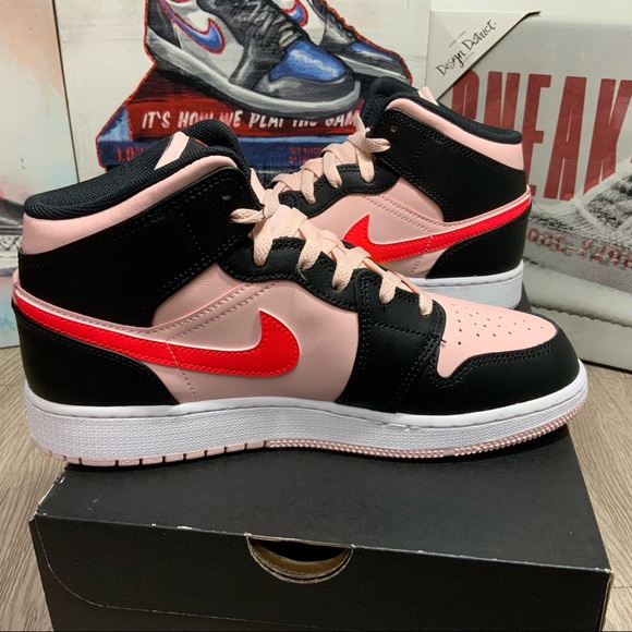 Nike Air Jordan 1 Mid GS Atmosphere Black Pink 6.5Y Women's 8 554725-604 - Picture 9 of 9